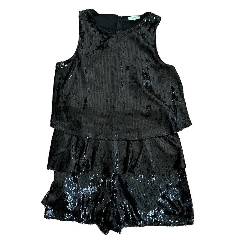 BOHME Black Sequin Sleeveless Romper Jumpsuit Size L